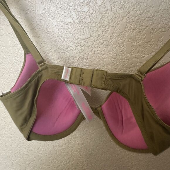 Victorias Secret PINK Wear Everywhere Push Up Bra 32c Green Underwired - Picture 2 of 4